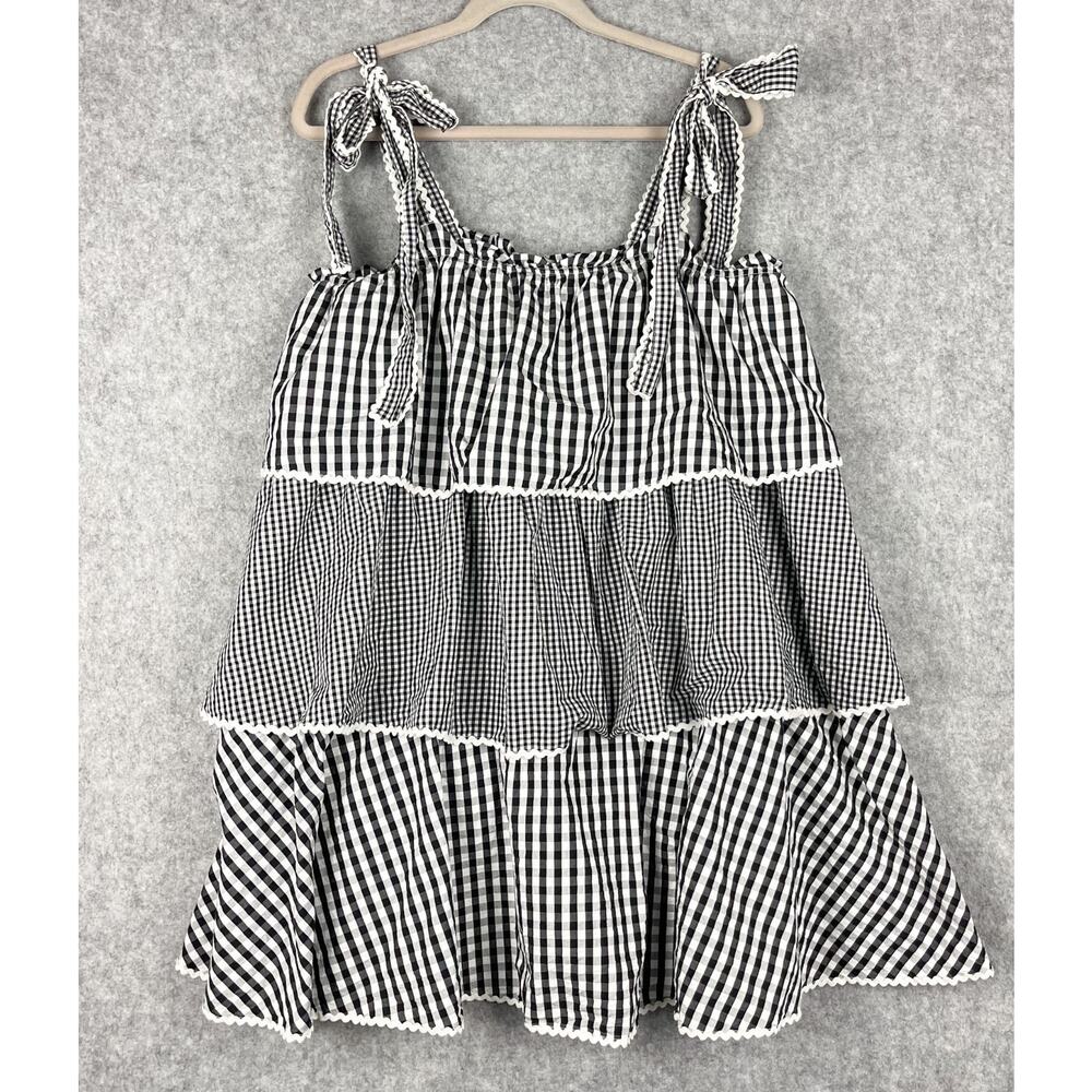 Tuckernuck Hyacinth House Donna Dress‎ Womens XL Gingham Tiered Mini Whimsy Boho